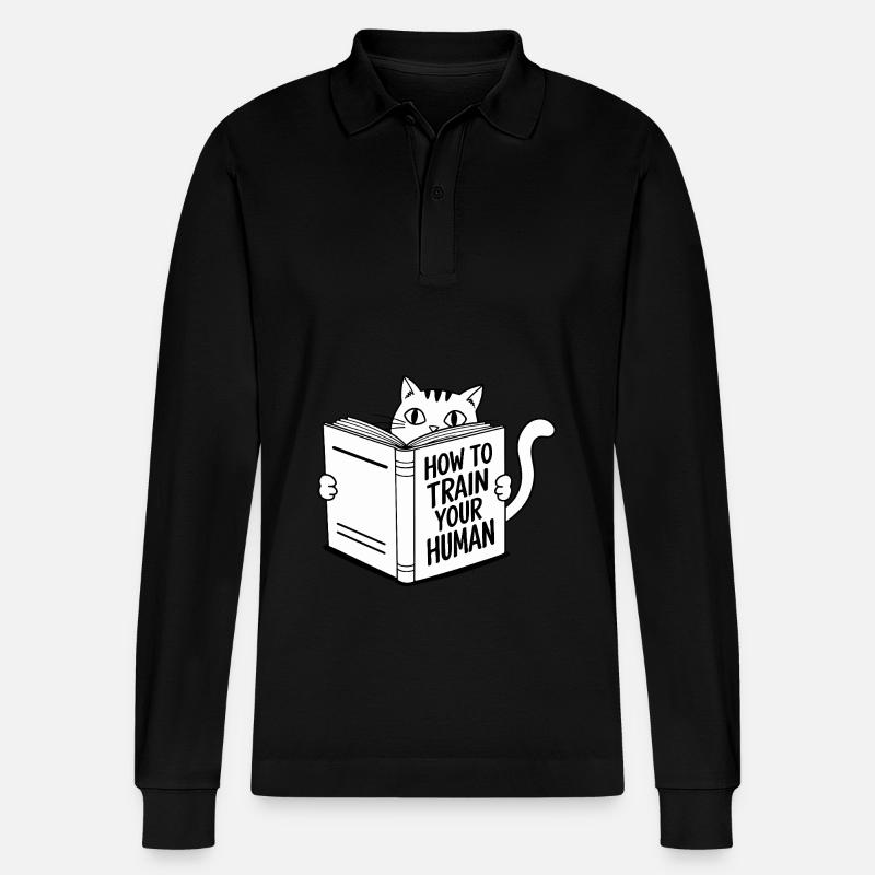 Lustige Katze - Stanley/Stella Unisex Bio-Langarm-Poloshirt Prepster - Schwarz