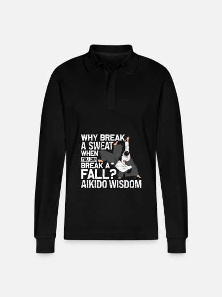 Aikido Wisdom - Stanley/Stella Organic Unisex Long-Sleeved Polo Shirt Prepster - black