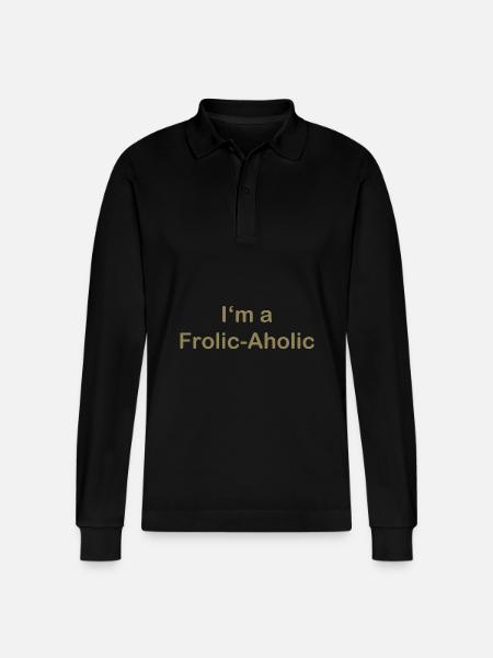 Frolic-Aholic Fun Attitude To Life - Stanley/Stella Organic Unisex Long-Sleeved Polo Shirt Prepster - black