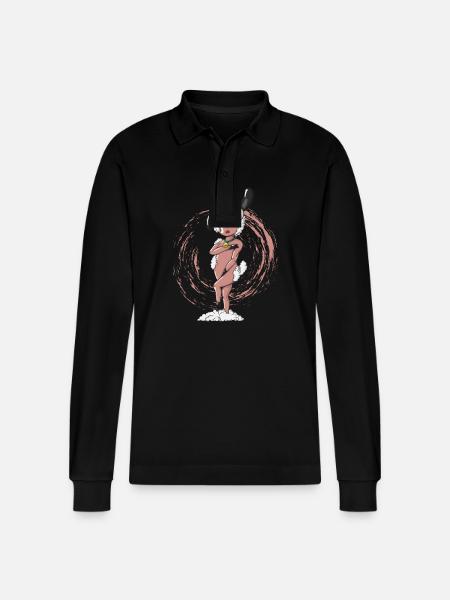 naked sheared sheep - Stanley/Stella Organic Unisex Long-Sleeved Polo Shirt Prepster - black