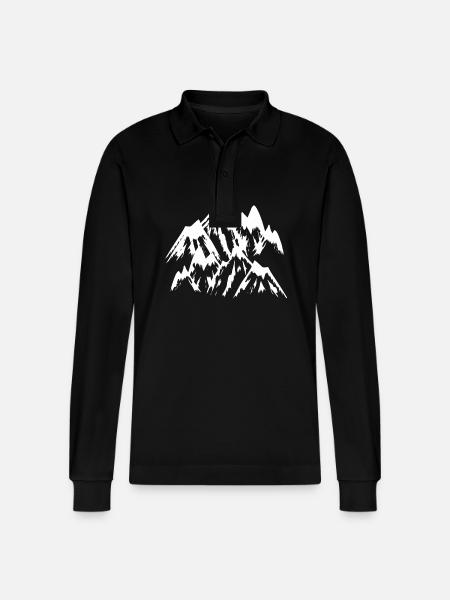 Mountain Nature Mountains Mountains - Stanley/Stella Organic Unisex Long-Sleeved Polo Shirt Prepster - black