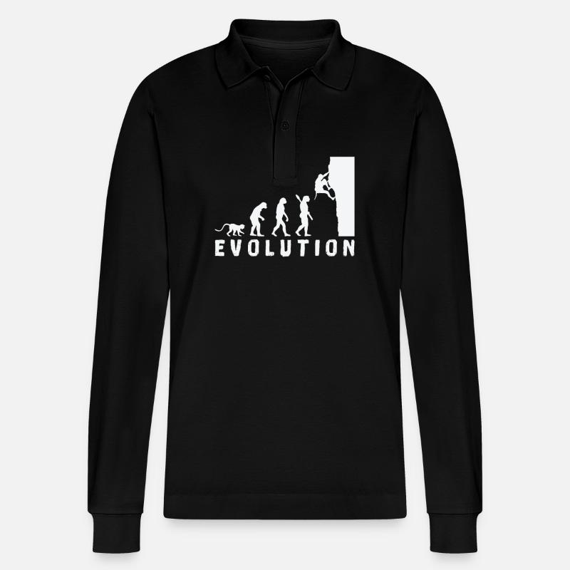 Climbing Bouldering Evolution - Stanley/Stella Organic Unisex Long-Sleeved Polo Shirt Prepster - black