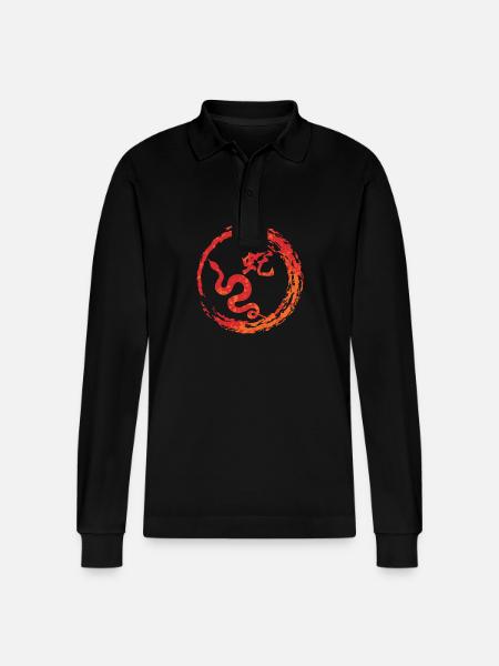 Snake chinese zodiac - Stanley/Stella Organic Unisex Long-Sleeved Polo Shirt Prepster - black