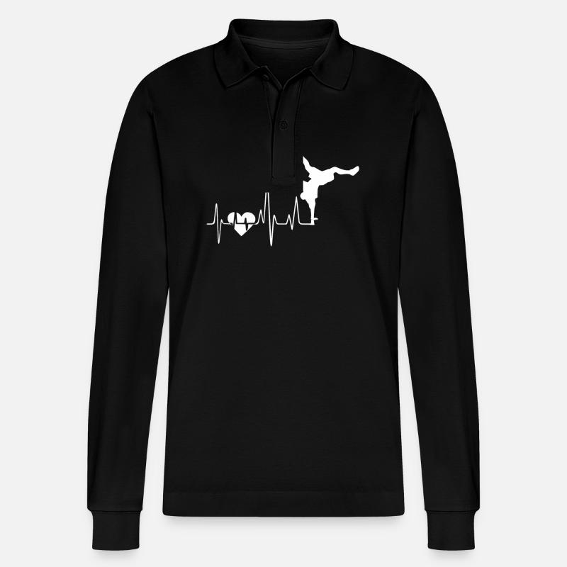 Breakdance Breakdance Herzschlag - Stanley/Stella Unisex Bio-Langarm-Poloshirt Prepster - Schwarz