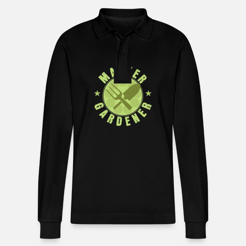 Gartenarbeit "Master Gardener" - Stanley/Stella Unisex Bio-Langarm-Poloshirt Prepster - Schwarz