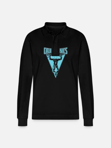 Calisthenics pull-up bar - Stanley/Stella Organic Unisex Long-Sleeved Polo Shirt Prepster - black