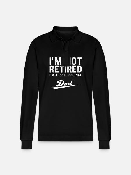Professional Retired Dad With Pride - Stanley/Stella Organic Unisex Long-Sleeved Polo Shirt Prepster - black