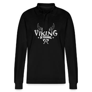 Little Viking dans les Vikings de formation - Polo à manches longues bio PREPSTER Stanley/Stella Unisexe - noir - Devant - Anna (173cm) & Nico (186cm)