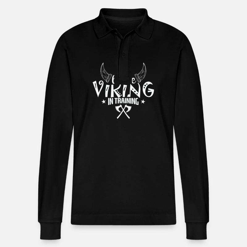 Little Viking in Training Wikinger - Stanley/Stella Unisex Bio-Langarm-Poloshirt Prepster - Schwarz