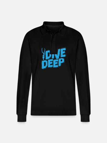 Apnea Diver Dive Deep - Stanley/Stella Organic Unisex Long-Sleeved Polo Shirt Prepster - black