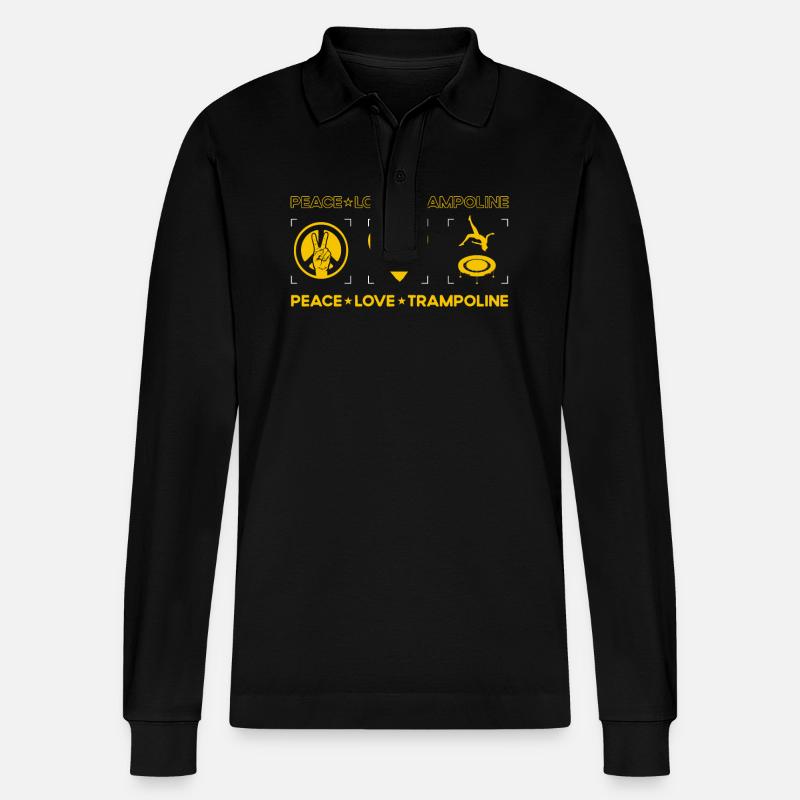 Peace Love Trampolin - Stanley/Stella Unisex Bio-Langarm-Poloshirt Prepster - Schwarz
