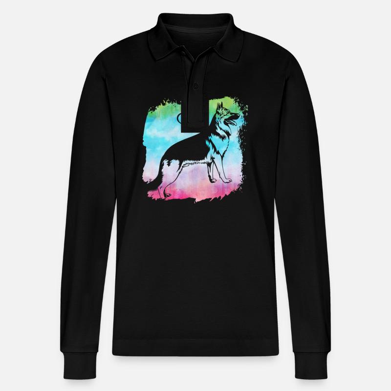 Deutscher Schäferhund - Stanley/Stella Unisex Bio-Langarm-Poloshirt Prepster - Schwarz