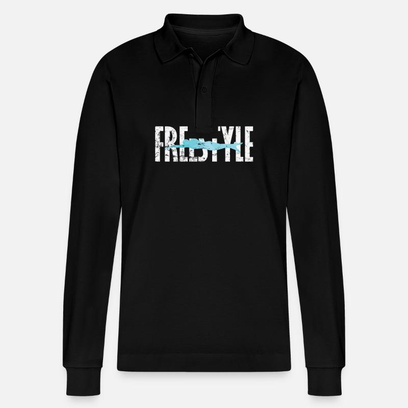 Freestyle Schwimmen - Stanley/Stella Unisex Bio-Langarm-Poloshirt Prepster - Schwarz