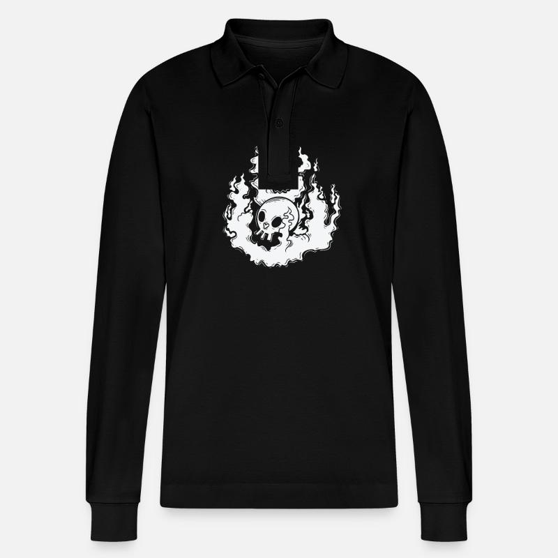 Burning Bone Skull Gothic Styl - Polo à manches longues bio PREPSTER Stanley/Stella Unisexe - noir