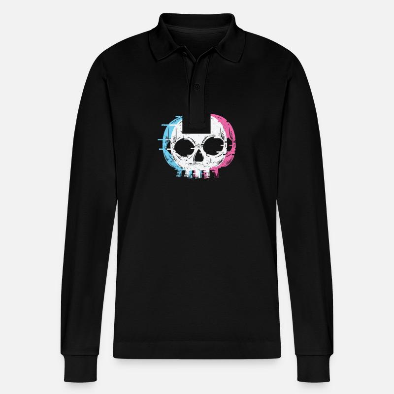 Schädel Gothic Styl - Stanley/Stella Unisex Bio-Langarm-Poloshirt Prepster - Schwarz