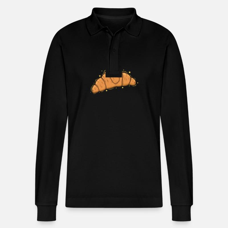 Brot Bäcker Hörnchen Coissant Backware - Stanley/Stella Unisex Bio-Langarm-Poloshirt Prepster - Schwarz