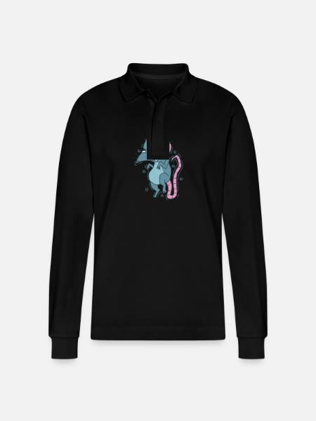 small rat pet rodent - Stanley/Stella Organic Unisex Long-Sleeved Polo Shirt Prepster - black