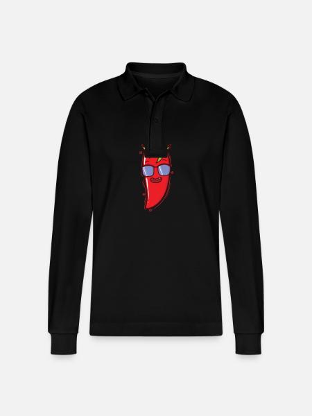 cool chili krydda kryddighet Scoville - Ekologisk långärmad pikétröja Prepster unisex från Stanley/Stella - svart