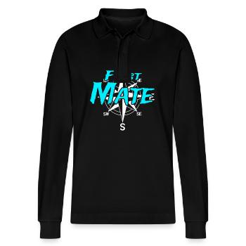 Erster Maat Boots Crew Skipper Segler Kapitän - Stanley/Stella Unisex Bio-Langarm-Poloshirt Prepster - Schwarz - Vorne - Anna (173cm) & Nico (186cm)