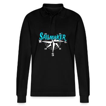 Segelmacher Bootscrew Skipper Segler Crew Kapitän - Stanley/Stella Unisex Bio-Langarm-Poloshirt Prepster - Schwarz - Vorne - Anna (173cm) & Nico (186cm)