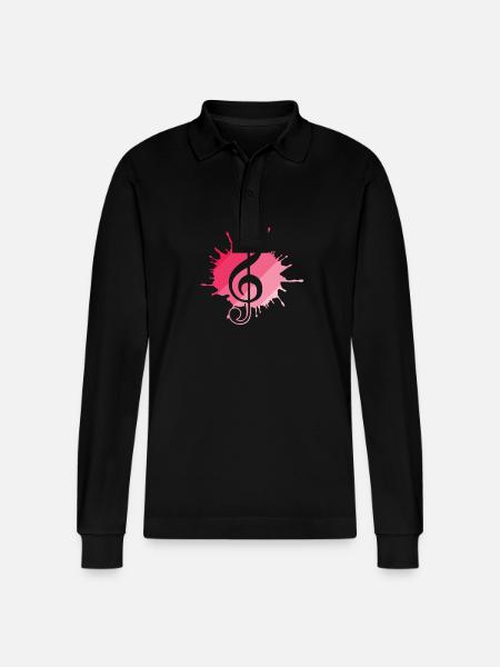 Treble Clef Music Clef - Stanley/Stella Organic Unisex Long-Sleeved Polo Shirt Prepster - black