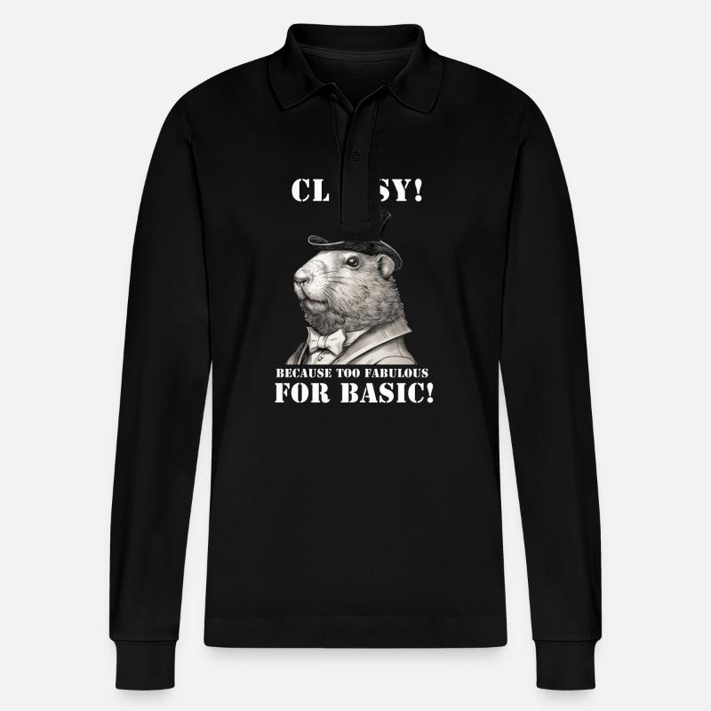 Capybara - Stanley/Stella Unisex Bio-Langarm-Poloshirt Prepster - Schwarz