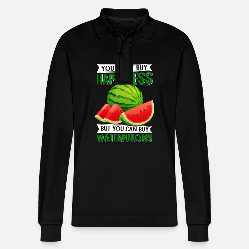 Watermelon Paste Angurie Arbuse Gift - Stanley/Stella Organic Unisex Long-Sleeved Polo Shirt Prepster - black