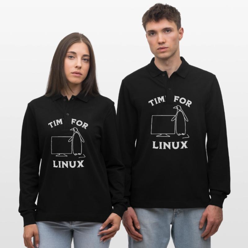 Time for Linux and Open Source Software Stanley/Stella Organic Unisex Long-Sleeved Polo Shirt Prepster
