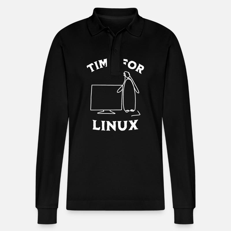 Zeit für Linux und Open-Source-Software - Stanley/Stella Unisex Bio-Langarm-Poloshirt Prepster - Schwarz