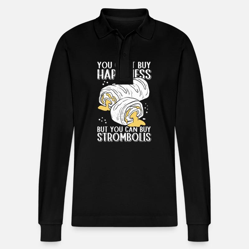 Stromboli Strombolis Pizza Calzone Gift - Stanley/Stella Organic Unisex Long-Sleeved Polo Shirt Prepster - black