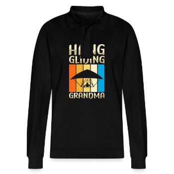 Hang Gliding Oma Hängegleiter Geschenk - Stanley/Stella Unisex Bio-Langarm-Poloshirt Prepster - Schwarz - Vorne - Anna (173cm) & Nico (186cm)