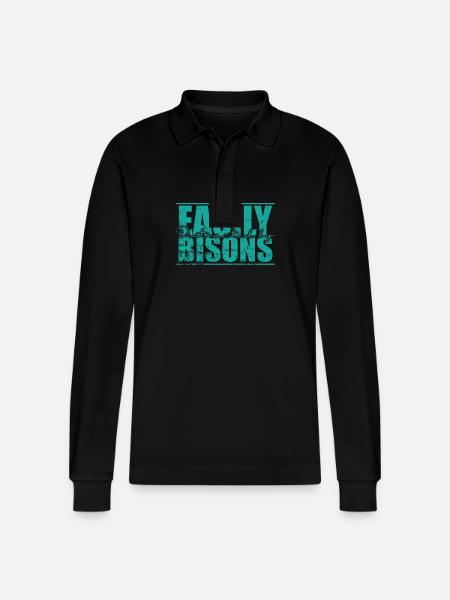 Easily Distracted by Bison Animal - Stanley/Stella Organic Unisex Long-Sleeved Polo Shirt Prepster - black