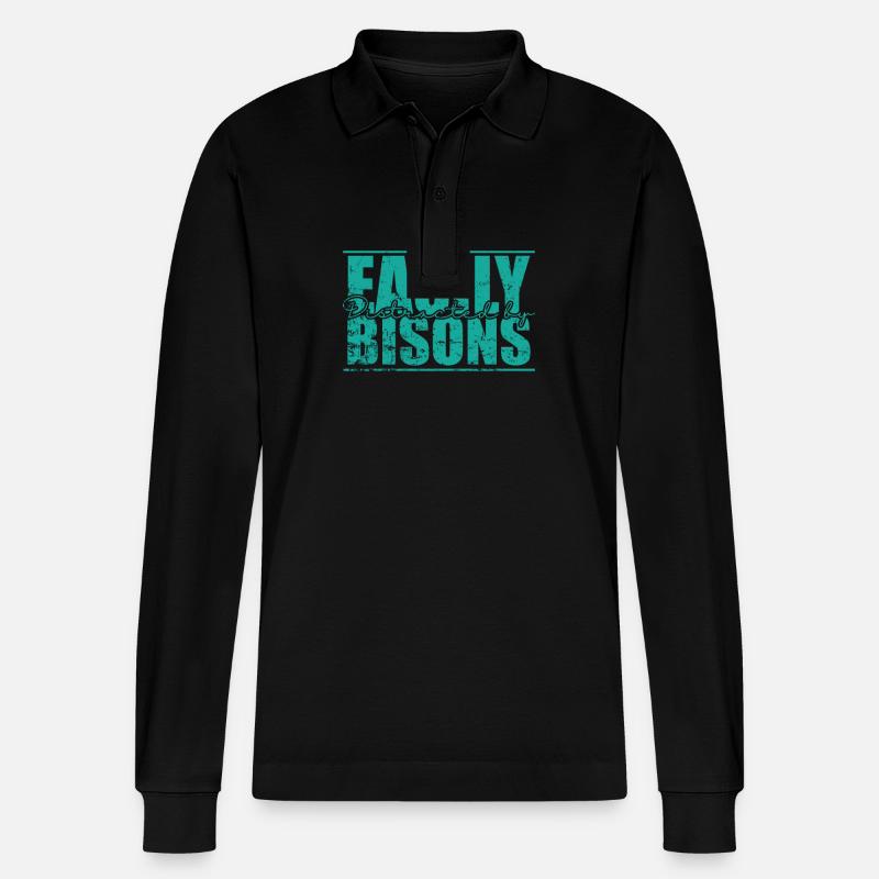 Easily Distracted by Bisons Tier - Stanley/Stella Unisex Bio-Langarm-Poloshirt Prepster - Schwarz