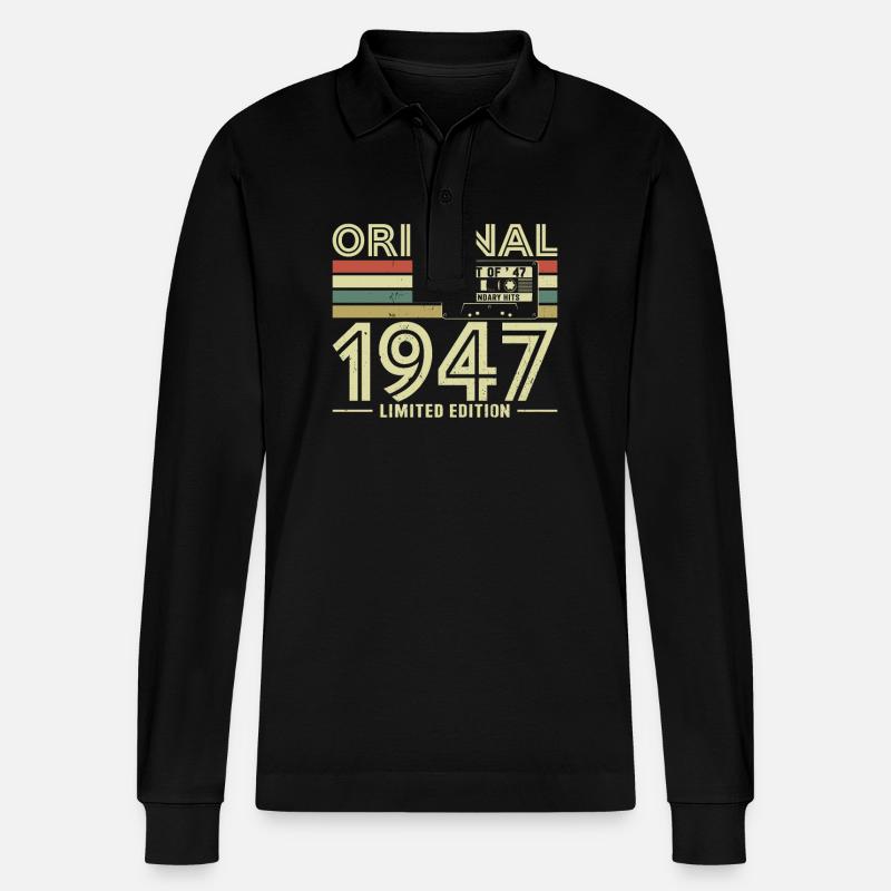 Millésime 1947 Anniversaire - Polo à manches longues bio PREPSTER Stanley/Stella Unisexe - noir