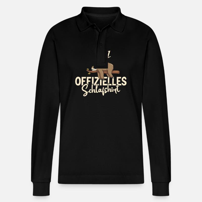 Lustiger Spruch Schlafshirt - Stanley/Stella Unisex Bio-Langarm-Poloshirt Prepster - Schwarz