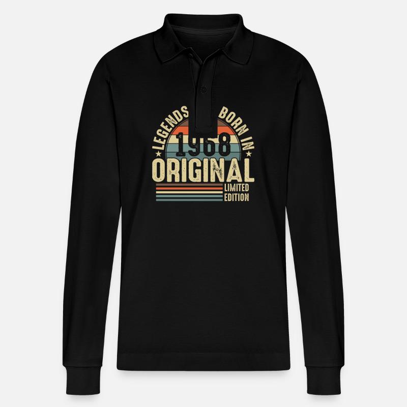 Legenden entstehen 1968 - Stanley/Stella Unisex Bio-Langarm-Poloshirt Prepster - Schwarz