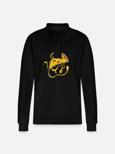 Pizza with cheese Italian - Stanley/Stella Organic Unisex Long-Sleeved Polo Shirt Prepster - black