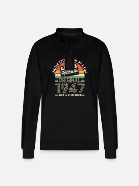 Legendary 77th birthday 1947 - Stanley/Stella Organic Unisex Long-Sleeved Polo Shirt Prepster - black