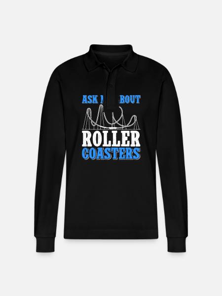 Achterbahn Rollercoaster Roller Coaster Geschenk - Stanley/Stella Unisex Bio-Langarm-Poloshirt Prepster - Schwarz
