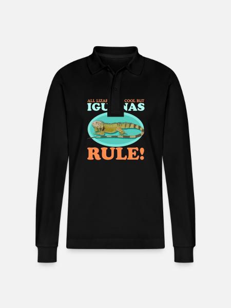 Iguana, Reptile, Lizards, Iguanas, Gift - Stanley/Stella Organic Unisex Long-Sleeved Polo Shirt Prepster - black