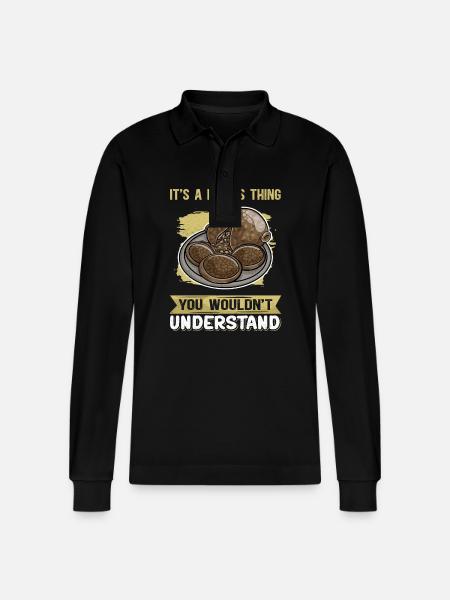 Eating Haggis | scottish dish gift - Stanley/Stella Organic Unisex Long-Sleeved Polo Shirt Prepster - black