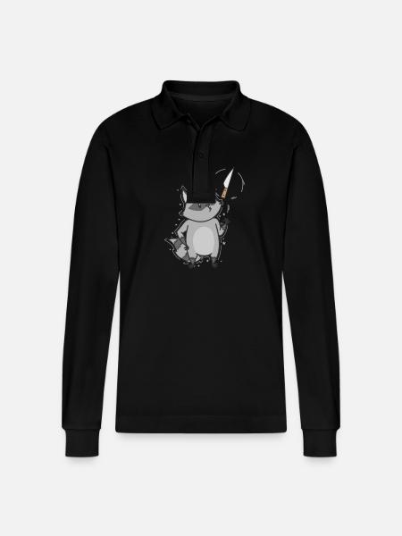 Wäschbar mit Messer Allesfresser - Stanley/Stella Unisex Bio-Langarm-Poloshirt Prepster - Schwarz