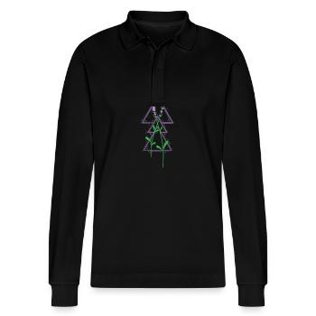 Lavendel Garten Pflanze Duft - Stanley/Stella Unisex Bio-Langarm-Poloshirt Prepster - Schwarz - Vorne - Anna (173cm) & Nico (186cm)