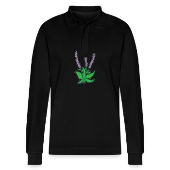 Pflanze Lavendel Garten Duft Kräuter - Stanley/Stella Unisex Bio-Langarm-Poloshirt Prepster - Schwarz - Vorne - Anna (173cm) & Nico (186cm)