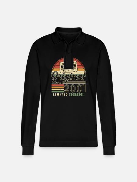 Legendary year of birth 2001 - Stanley/Stella Organic Unisex Long-Sleeved Polo Shirt Prepster - black