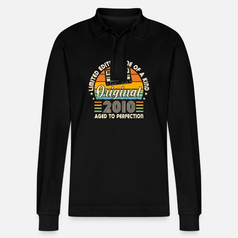 Legendäres Geburtsjahr 2010 - Stanley/Stella Unisex Bio-Langarm-Poloshirt Prepster - Schwarz