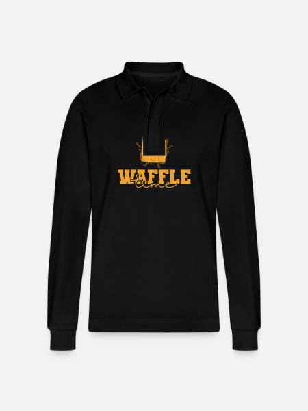 Waffle Time Favorite Food - Stanley/Stella Organic Unisex Long-Sleeved Polo Shirt Prepster - black