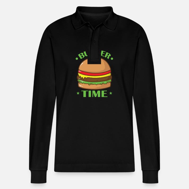 Burger Time Restauration rapide - Polo à manches longues bio PREPSTER Stanley/Stella Unisexe - noir
