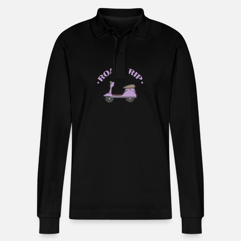 Road Trip Roller Abenteuer Reise - Stanley/Stella Unisex Bio-Langarm-Poloshirt Prepster - Schwarz