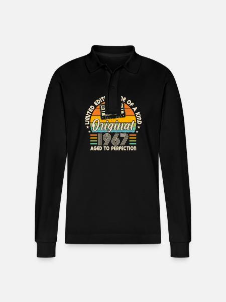 Legendary birth in 1967 - Stanley/Stella Organic Unisex Long-Sleeved Polo Shirt Prepster - black